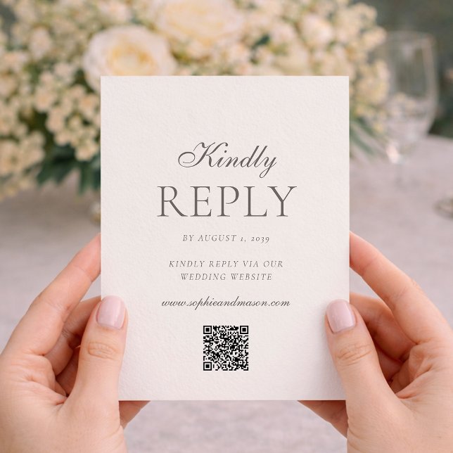 Invitación Minimalist Wedding RSVP Card with QR Code (Subido por el creador)