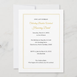 Invitación Minimalist White and Gold Bachelor Weekend