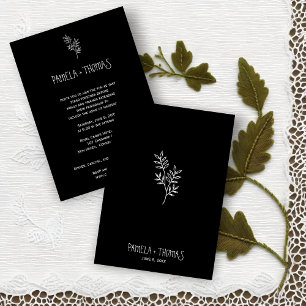 Invitación Minimalist White branches and Leaves for Wedding
