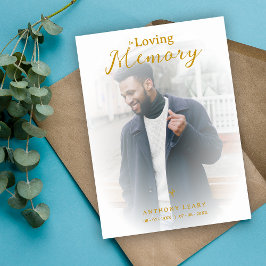 Invitación Minimalist White Gradient Overlay Photo Funeral