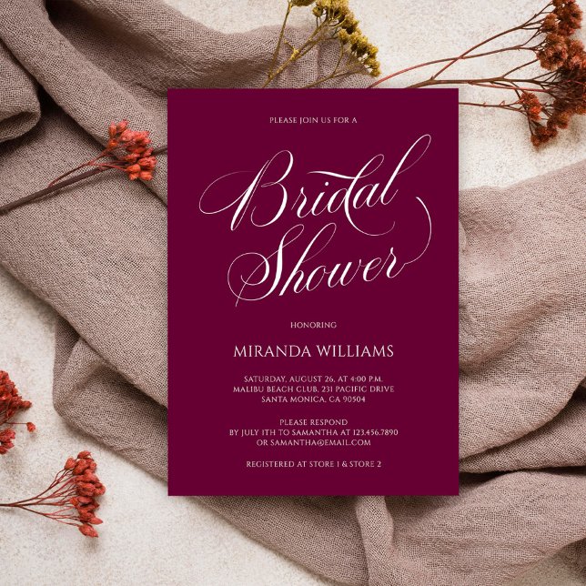 Invitación Minimalist White Handwritten Script Bridal Shower (Subido por el creador)