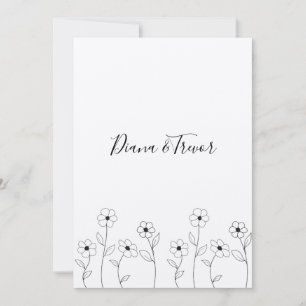 Invitación Minimalist Wild Flowers Wedding Monogram Design