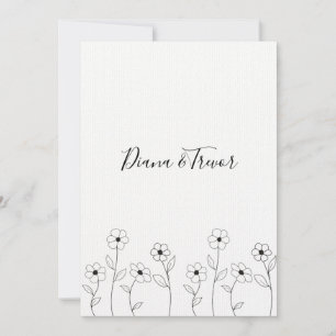 Invitación Minimalist Wild Flowers Wedding Monogram Design