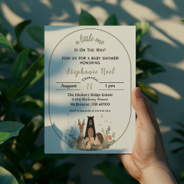 Invitación Minimalist Woodland Theme Baby Shower Invitation