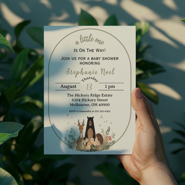 Invitación Minimalist Woodland Theme Baby Shower Invitation (A sweet and simple way to celebrate a new little love. This minimalist woodland baby shower invitati)