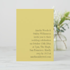 Invitación Minimalist Yellow Elegant Stylish Modern Wedding