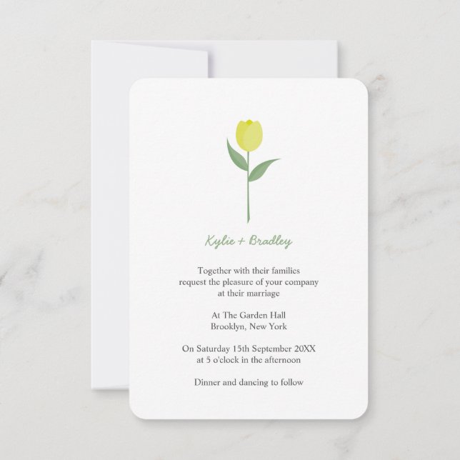 Invitación Minimalist Yellow Tulip (Reverso)