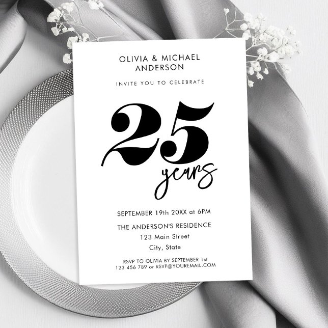 Invitación Minimalista 25° Aniversario del Boda (Subido por el creador)