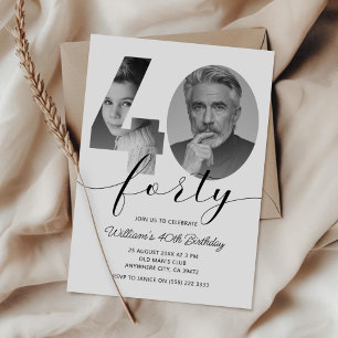 Invitación Minimalista 40 cumpleaños 40 foto