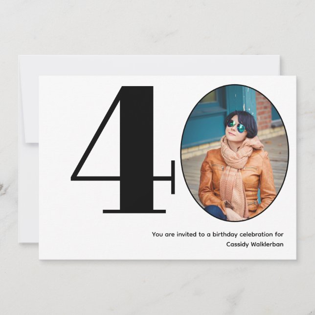 Invitación Minimalista 40 Foto 40 cumpleaños (Anverso)