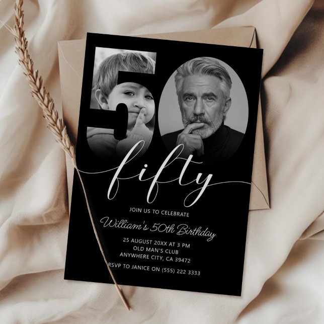 Invitación Minimalista 50 cumpleaños 50 foto (Subido por el creador)