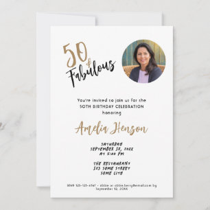 Invitación Minimalista 50 y Fabulosa Foto Cumpleaños 50