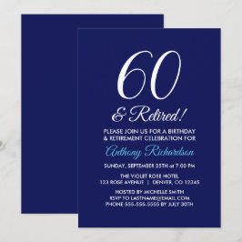 Invitación Minimalista 60 y Jubilación Jubilado Morado Oscuro
