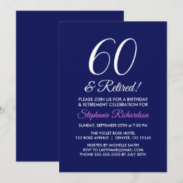 Invitación Minimalista 60 y Jubilación Jubilado Morado Oscuro