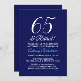 Invitación Minimalista 65 y Jubilado Retiro Morado Oscuro
