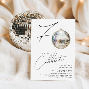 Invitación Minimalista 70.ª Fiesta de cumpleaños Disco Ball