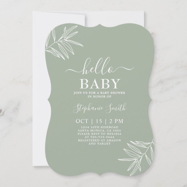 Invitación Minimalista a Baby Shower (Anverso)