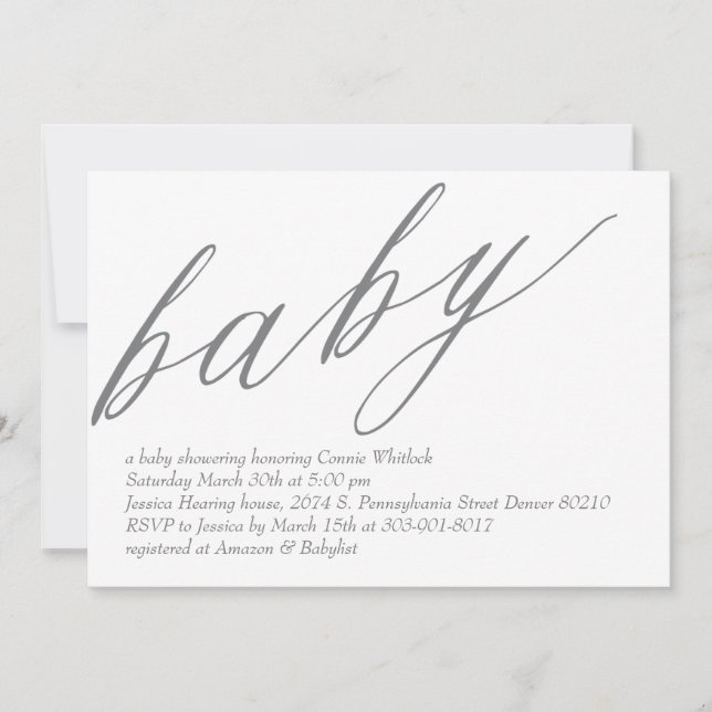 Invitación minimalista a Baby Shower (Anverso)
