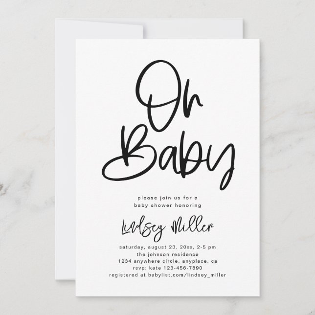 Invitación minimalista a Baby Shower (Anverso)