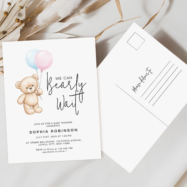 Invitación Minimalista a Baby Shower de Teddy Bear (Subido por el creador)