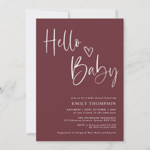 Invitación minimalista a Baby Shower en blanco bor