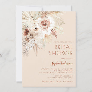 Invitación minimalista a ducha nupcial de Boho Pam