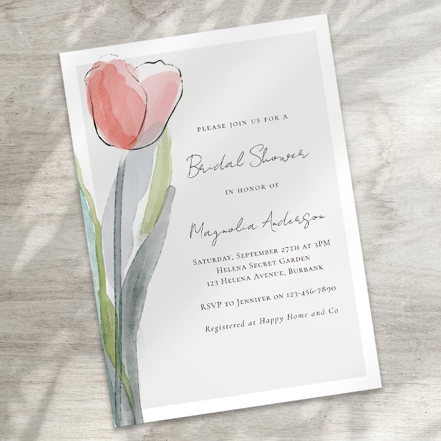 Invitación minimalista a duchas nupciales tulipana (Subido por el creador)