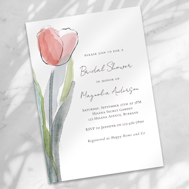 Invitación minimalista a duchas nupciales tulipana (Subido por el creador)