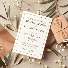 Invitación minimalista a la boda de marfil