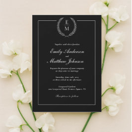 Invitación minimalista A La Boda Negra Y Blanca