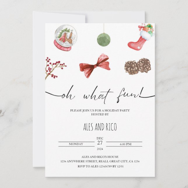 Invitación Minimalista a la fiesta de los Navidade (Anverso)