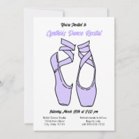 Invitación minimalista a la función de ballet púrp