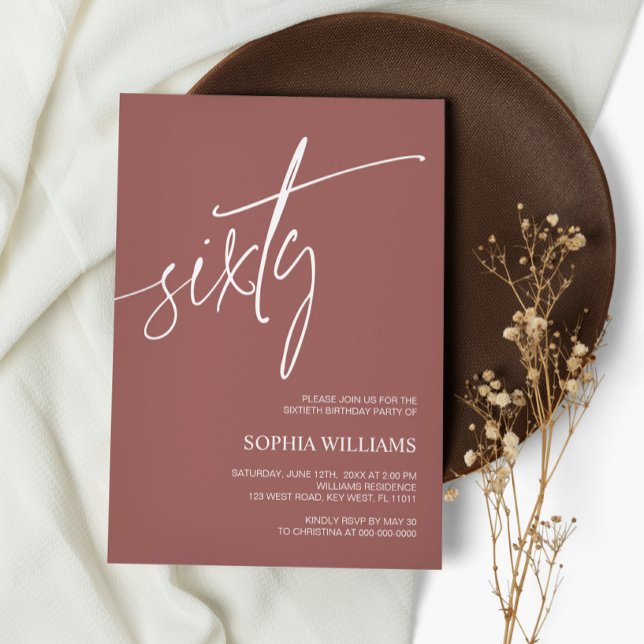 Invitación Minimalista a los 60 años de Terracota (Subido por el creador)