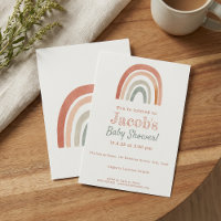 Invitación minimalista a una ducha de bebé arco ir
