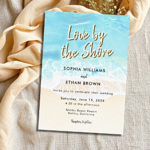 Invitación Minimalista acuarela Amor por la boda de la playa