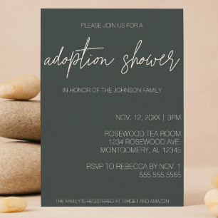 Invitación Minimalista adopción moderna, ducha infantil