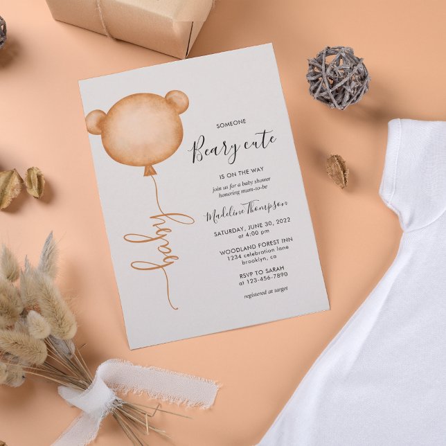 Invitación Minimalista alguien Beary Cum Balloon Baby Shower (Subido por el creador)