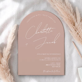 Invitación Minimalista Arco de Boda con Letra Moderna en Rosa