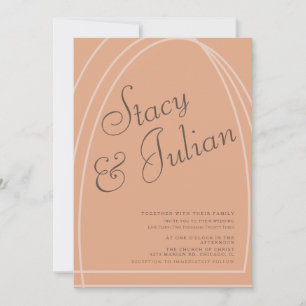 Invitación Minimalista Arco Triplicado Tonos Terrosos Boho
