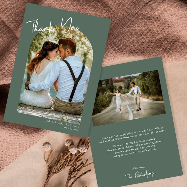 Invitación Minimalista arco verde boda moderno gracias (Subido por el creador)