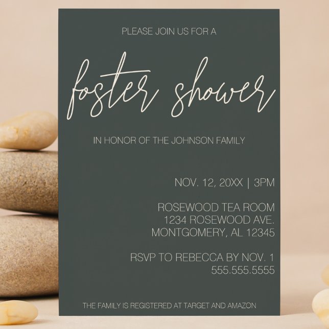 Invitación Minimalista atención médica moderna para bebés/duc (minimalist modern foster care baby child shower invitation green simple classic typography )