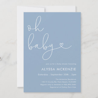 Invitación minimalista azul moderna para baby show