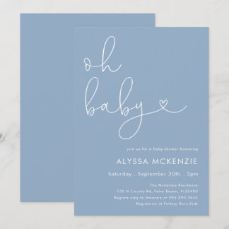Invitación minimalista azul moderna para baby show