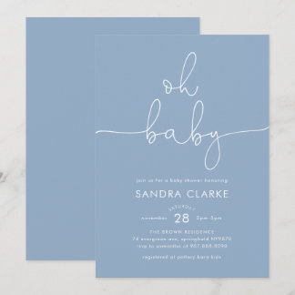 Invitación minimalista azul moderna para baby show
