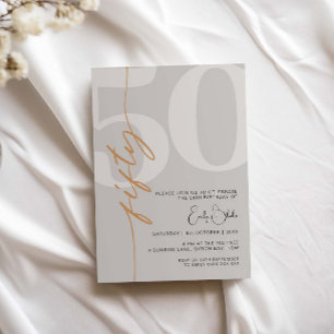 Invitación Minimalista Beige Fiesta de 50 Años