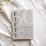 Invitación Minimalista Beige Fiesta de 50 Años<br><div class="desc">Esta minimalista tipografía de 50 años es ideal para una fiesta de cumpleaños moderna. Personalizable en cualquier color. Mantenga el diseño minimalista y elegante, tal como está, o lo personalice añadiendo sus propios gráficos y obras de arte. Para una personalización más avanzada de este diseño, por ejemplo, cambiar el diseño,...</div>
