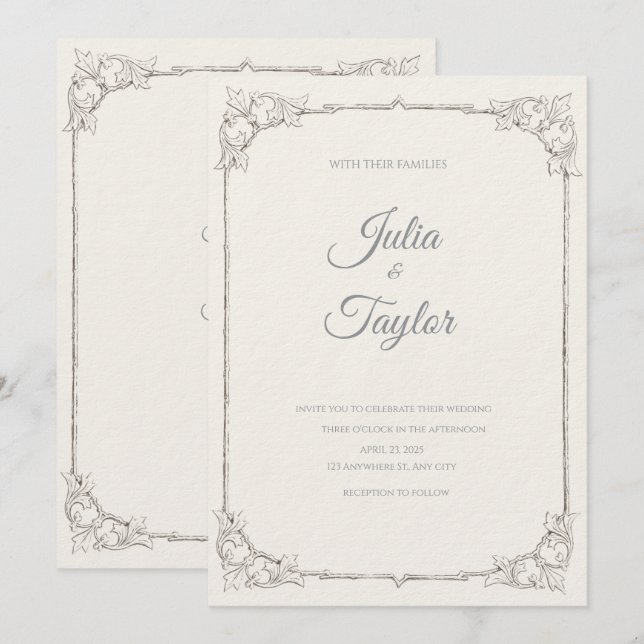 Invitación minimalista beige suave (Anverso / Reverso)