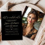 Invitación Minimalista Black Photo Gold 21st Birthday<br><div class="desc">¡Celebra que el 21 sea de estilo con un Minimalista guión negro y una invitación de cumpleaños dorado! Con elegantes acentos en negro y oro, elegante tipografía de guiones y un diseño limpio y moderno, esta invitación marca el tono para una sofisticada celebración. Ideal para cualquier tipo de evento, desde...</div>