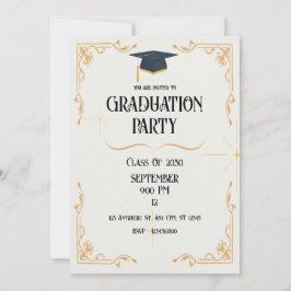 Invitación minimalista blanca para fiesta de gradu
