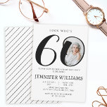Invitación Minimalista blanco negro foto de cumpleaños número<br><div class="desc">Elegante y moderno minimalista simple,  blanco y negro,  60 años de fiesta de invitación a la foto,  tarjeta de foto. * La edad no puede cambiarse,  pero por favor escríbeme y haré un nuevo anuncio con tu edad tan pronto como sea posible :)</div>